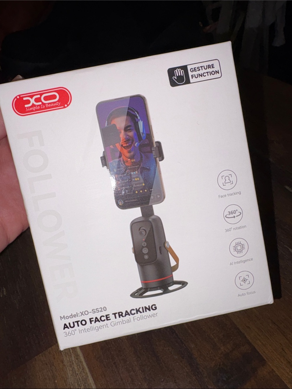 Auto Face Tracking Gimbal Follower Tripod Mount - Black